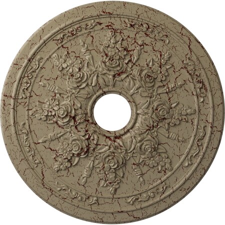 Ekena Millwork Rose and Ribbon Medallion (Canopies up to 4"), 23 5/8"OD x 4"ID x 1 1/2"P, Gobi Desert Crackle CM23ROGDC
